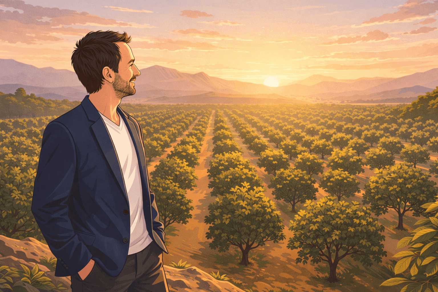 Raphael Engels auf einer Wallnussplantage